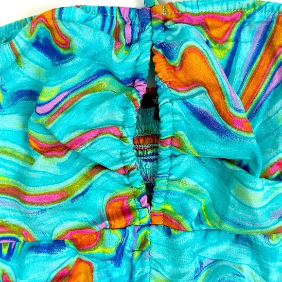 Wild fable Aqua Blue Swirl Keyhole Halter Bandeau Top Elastic Back XXL - Picture 5 of 9